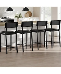 homfan 4-Piece Classic Bar Stools with Backrest and Footrest, 25-Inch Seat Height and Thick Padding for Kitchen, Dining Room and Kitchen Island