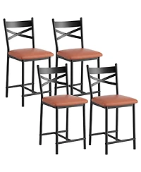 homfan Set of 4 Modern Counter Height Dining Chairs with Backrest – Metal Frame, Upholstered Seat, Footrest