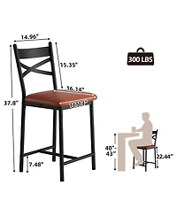 homfan Set of 4 Modern Counter Height Dining Chairs with Backrest – Metal Frame, Upholstered Seat, Footrest