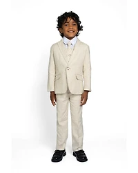 Peanut Butter Collection Toddler Boys Oasis Safari Linen 5-Piece Shirt, Tie, Jacket, Vest and Pants Suit Set