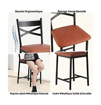 homfan Modern Pu Upholstered Dining Chairs Set of 4 - Metal Bar Stools with Backrest - Comfortable, Sturdy, Ideal for Kitchen or Counter