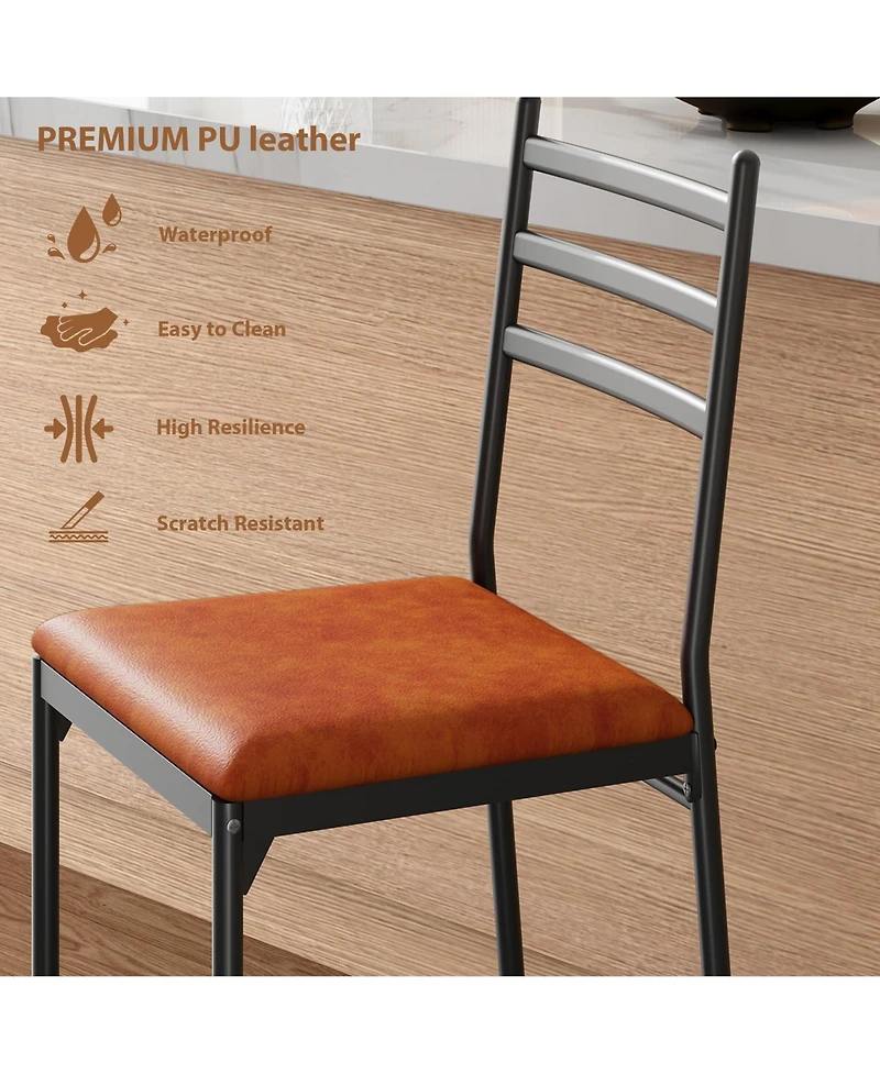 homfan Set of 4 Modern Counter Height Bar Stools with Thick Pu Leather Cushion - Curved Back, Waterproof Metal Dining Chairs