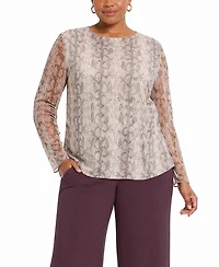 Coin 1804 Plus Python Mesh Long-Sleeve Top