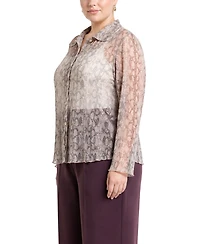 Coin 1804 Plus Python Mesh Button-Front Shirt