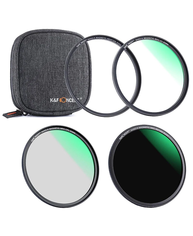 KandF Concept 58mm 3-Piece Magnetic Lens Filter Kit with Mcuv, Cpl and ND1000 Hd Filters