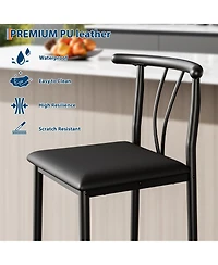 homfan Modern Counter Height Bar Stools Set of 4 - 25 Inch Pu Leather Upholstered Dining Chairs with Backrest and Footrest - Ergonomic Metal Frame