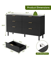 homfan Modern Fluted chest of drawers - Versatile storage for bedroom, hallway or living room 6 wide Metal feet and handles
