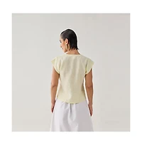 Reistor Women's The Deep V Neck Top Butter Lemon