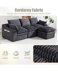 Streamdale Furniture Faux Leather Chesterfield Sofa with Nailhead Trim and 2 Pillows