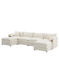 Streamdale Furniture Faux Leather Chesterfield Sofa with Nailhead Trim and 2 Pillows