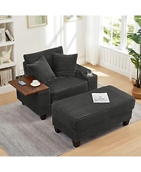 Streamdale Furniture Faux Leather Chesterfield Sofa with Nailhead Trim and 2 Pillows