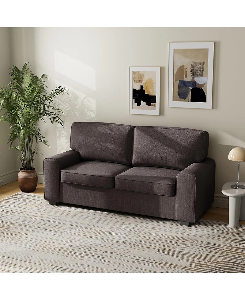 Streamdale Furniture Faux Leather Chesterfield Sofa with Nailhead Trim and 2 Pillows