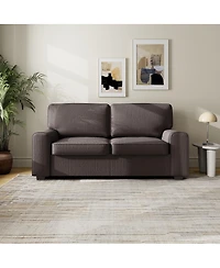 Streamdale Furniture Faux Leather Chesterfield Sofa with Nailhead Trim and 2 Pillows