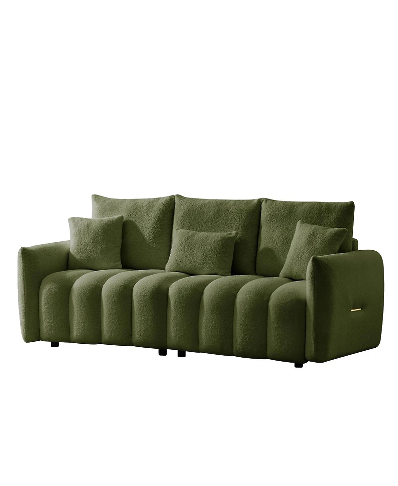 Streamdale Furniture Faux Leather Chesterfield Sofa with Nailhead Trim and 2 Pillows