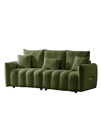 Streamdale Furniture Faux Leather Chesterfield Sofa with Nailhead Trim and 2 Pillows