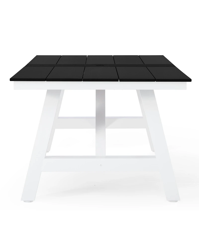 WestinTrends 90" Hdpe Rectangle Outdoor Patio Dining Table With Umbrella Hole and Metal Frame