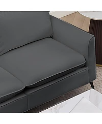 Streamdale Furniture Faux Leather Chesterfield Sofa with Nailhead Trim and 2 Pillows