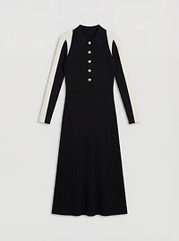 Karen Millen Women's Rib Knit Long Sleeve Military Midi Dress