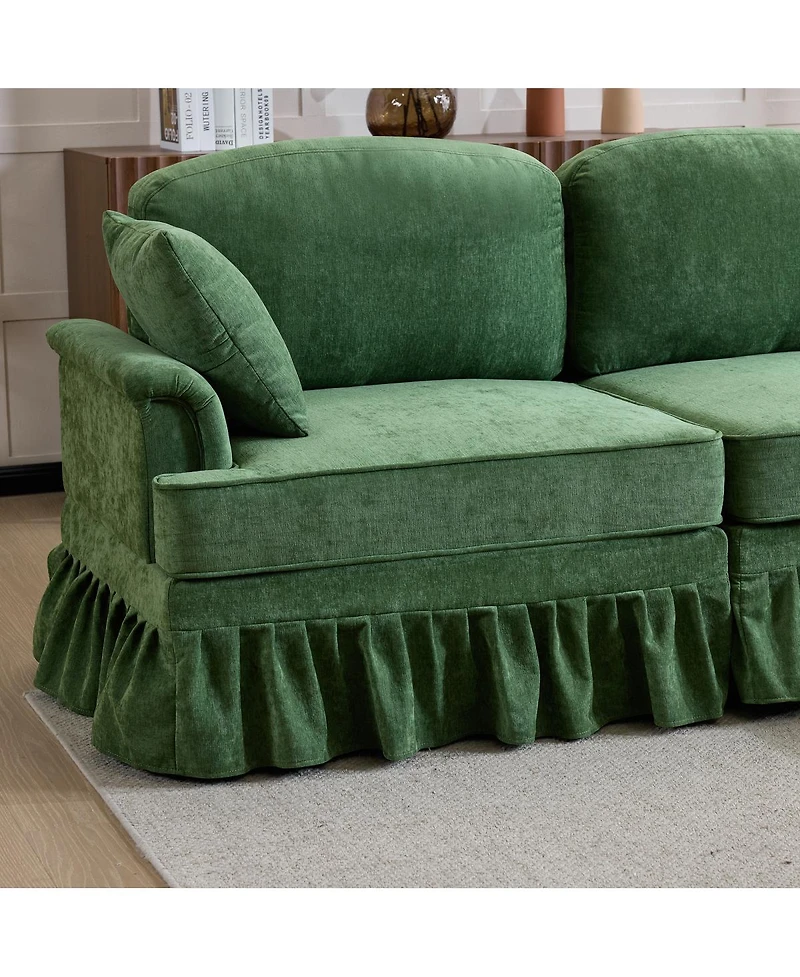 Streamdale Furniture Modern Chenille L-Shaped Sectional Sofa with Ruffled Skirt