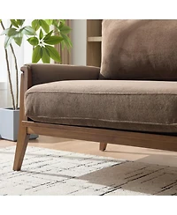 Streamdale Furniture Mid-Century Modern 3-Seater Velvet Sofa with Solid Wood Frame