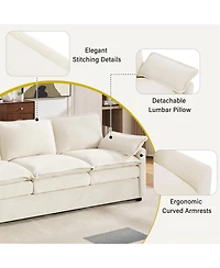 Streamdale Furniture Modern Plush Upholstered Sofa with Double-Layer Cushions and Side Pockets