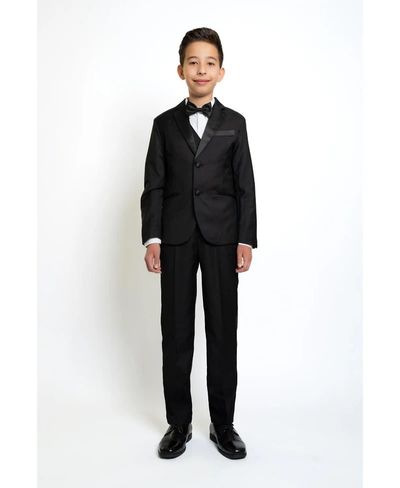 Peanut Butter Collection Boys Slim Fit 5-Piece Shirt, Bowtie, Jacket, Vest and Pants Tuxedo Set