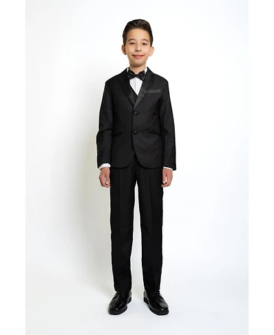 Peanut Butter Collection Boys Slim Fit 5-Piece Shirt, Bowtie, Jacket, Vest and Pants Tuxedo Set