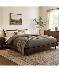 homfan All Platform Bed Frame with Wooden Slats, No Box Spring Needed, Sturdy Wood Frame