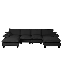 Streamdale Furniture Modular U-Shape 6-Seater Chenille Sectional Sofa with Movable Ottomans