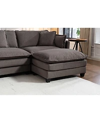 Streamdale Furniture 4-Seat Upholstered Sectional Sofa with 2 Ottomans and Waist Pillows