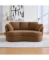 Streamdale Furniture Wide Modern Curved Plush Chenille Sofa with 4 Removable Cushions