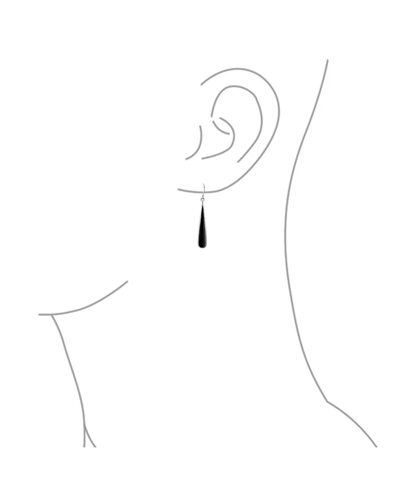 Bling Jewelry Simple Inlay Long Flat Teardrop Stone Dangle Drop Earrings .925 Sterling Silver