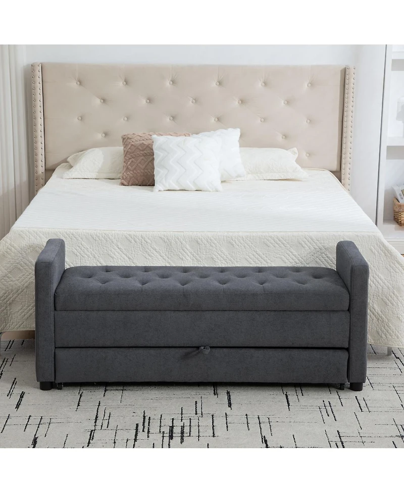 Streamdale Furniture Modern Upholstered Storage Bench with Rolled Arms