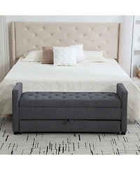 Streamdale Furniture Modern Upholstered Storage Bench with Rolled Arms