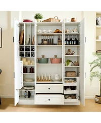 Streamdale Furniture Modern 6-Door Kitchen Pantry Cabinet with Drawers and Wine Rack