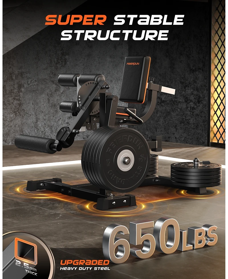 Fed Fitness 650LBS Commercial 3-in-1 Leg Machine, Pro Integrated Extension Curl Equipment, High-End Stable Lower Body Strength Trainer