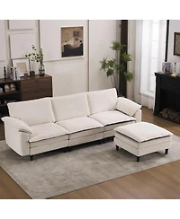 Streamdale Furniture Two-Tone L-Shaped Modular Sectional Sofa with Ottoman