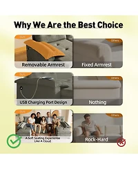 Streamdale Furniture U-Shaped Sleeper Sofa with Pull-Out Bed and Usb Ports