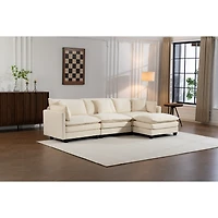 Streamdale Furniture 3-Seat Sectional Sofa with Ottoman and Waist Pillows