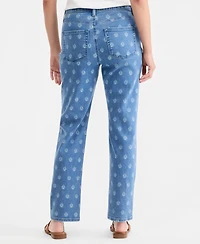 Style & Co Women's Printed High-Rise Natural Straight-Leg Jeans, Macy's Exclusive