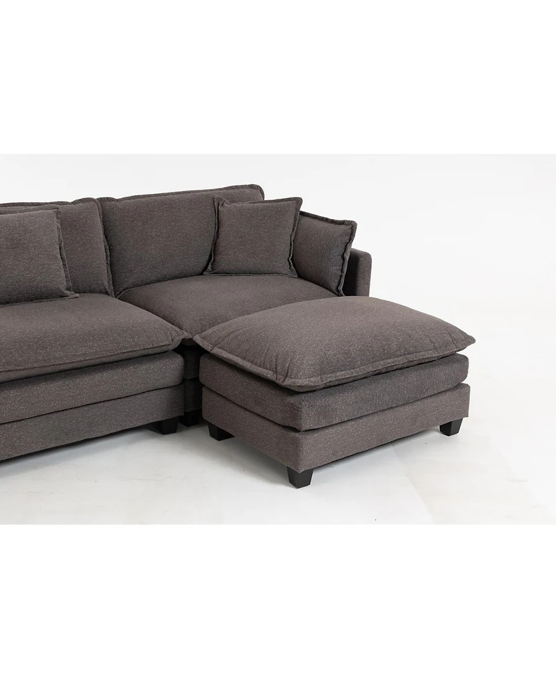 Streamdale Furniture 3-Seat Sectional Sofa with Ottoman and Waist Pillows