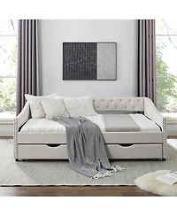 Streamdale Furniture Tufted Upholstered Full Daybed with Drawers
