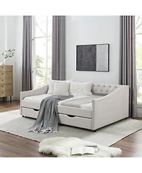 Streamdale Furniture Tufted Upholstered Full Daybed with Drawers