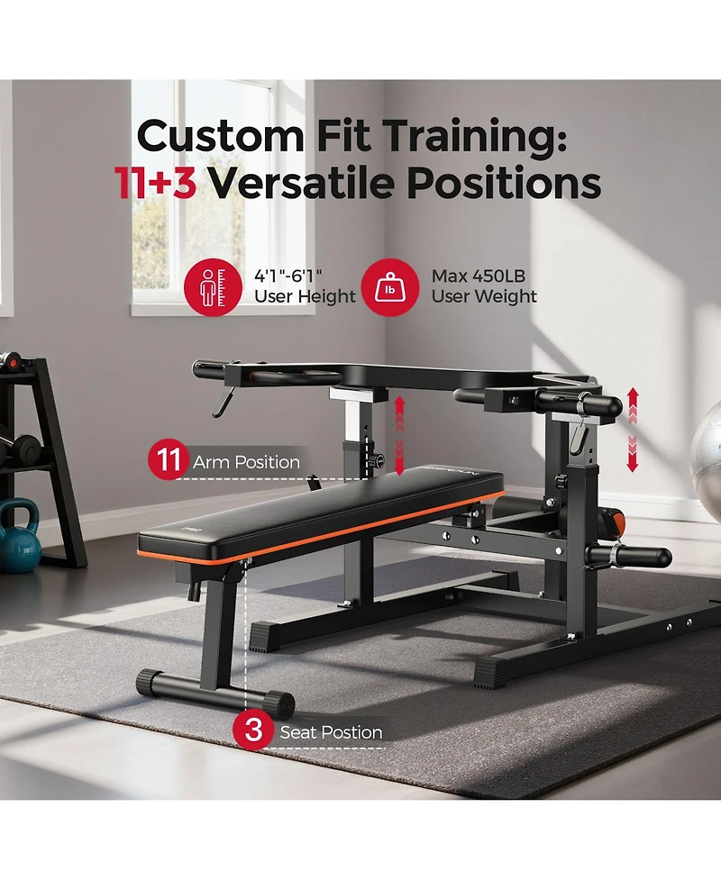 Fed Fitness 3-Grip U-Handle Chest Press Machine, 1250LBS Independent Converging Arms, 14-Position Adjustable Bench for Upper Body Workout