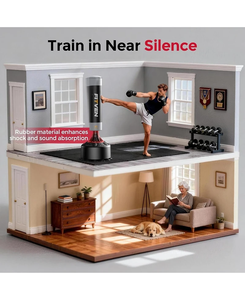 Fed Fitness 70'' Freestanding Punching Bag with Gloves, Heavy Boxing Bag with Suction Cup Base for Adult and Teens Home Gym Training