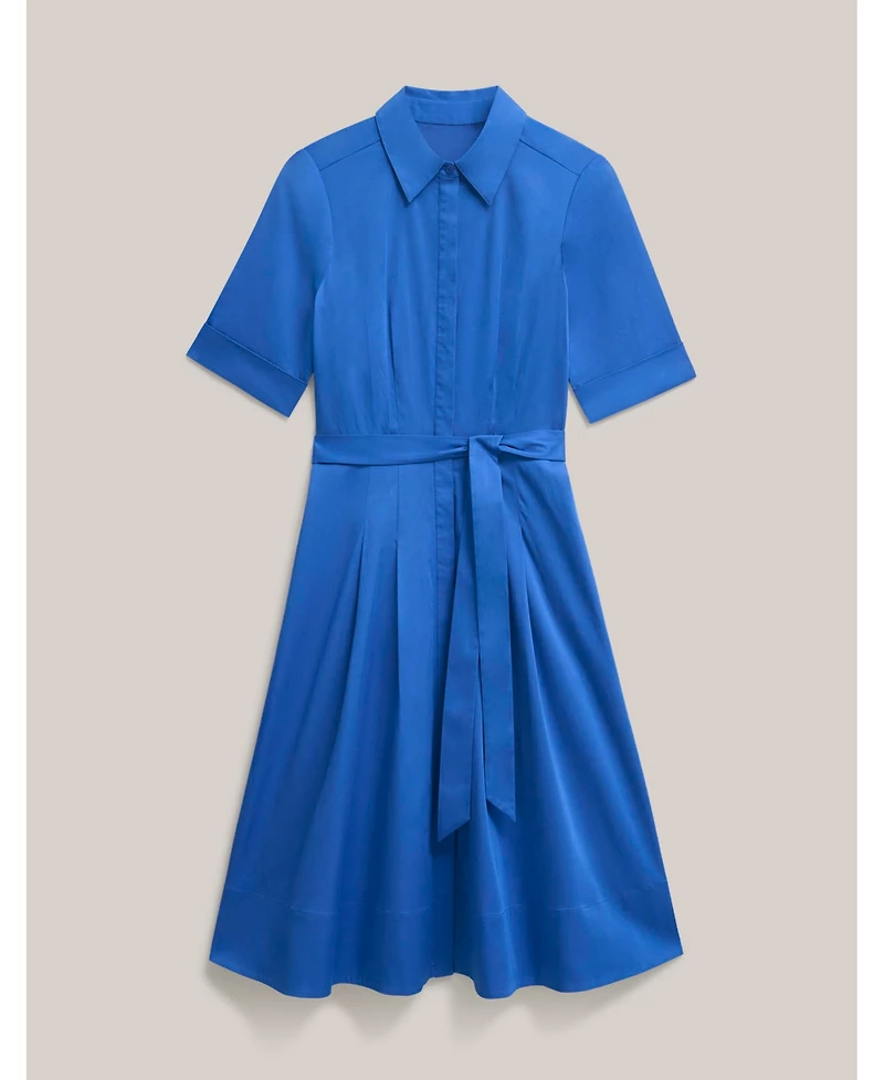 Hobbs London Women's Brigitta Pleated Tie-Belt Shirt Dress
