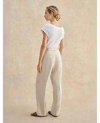 Hobbs London Women's Zainah High Waisted Wide Leg Trousers