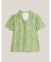 Hobbs London Tania Short Sleeve V-Neck Printed Blouse