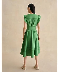 Hobbs London Women's Vanessa Ruffle Sleeve Midi Dress