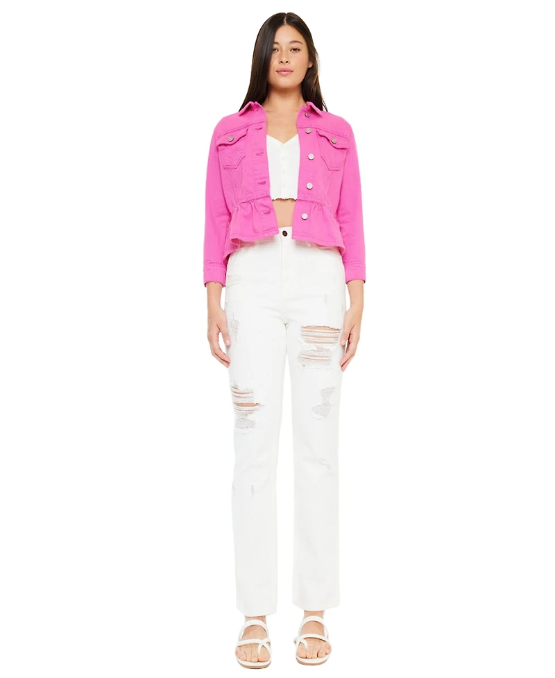 KanCan Women's Marilou Peplum Denim Jacket